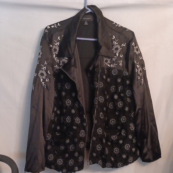 Colleen Lopez Elegant Black Embroidered Jacket Size 24W - Picture 1 of 8